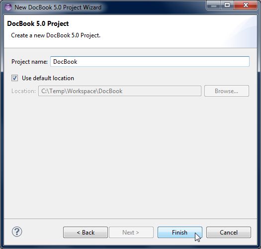 Screenshot DocBook Project Wizard